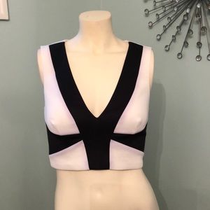 Bebe vneck seam body scuba top